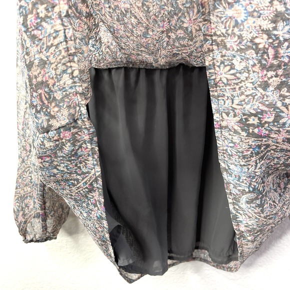 Lucky Brand Semi Sheer Metallic Thread Boho Peasant Flowy Feminine Blouse Sz XL - Picture 12 of 12